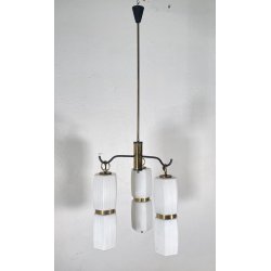 LAMPADARIO DESIGN STILNOVO ANNI 60 OTTONE VETRO LAMPADA SOSPENSIONE VINTAGE