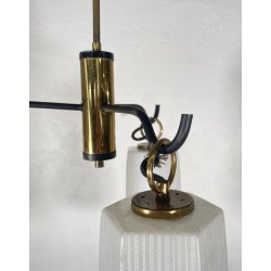 LAMPADARIO DESIGN STILNOVO ANNI 60 OTTONE VETRO LAMPADA SOSPENSIONE VINTAGE