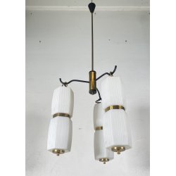 LAMPADARIO DESIGN STILNOVO ANNI 60 OTTONE VETRO LAMPADA SOSPENSIONE VINTAGE