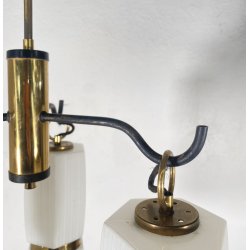 LAMPADARIO DESIGN STILNOVO ANNI 60 OTTONE VETRO LAMPADA SOSPENSIONE VINTAGE