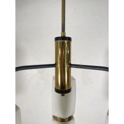 LAMPADARIO DESIGN STILNOVO ANNI 60 OTTONE VETRO LAMPADA SOSPENSIONE VINTAGE