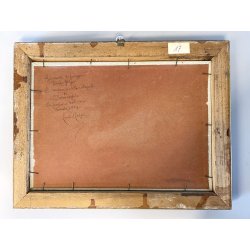 QUADRO DIPINTO OLIO PAESAGGIO CAMPANILE Collegiata GIORNO PIOVOSO DOMODOSSOLA