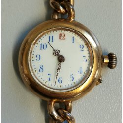 ANTICO OROLOGIO POLSO DORATO epoca 900 OLD GOLDEN POCKET WATCH braccialetto LADY