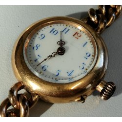 ANTICO OROLOGIO POLSO DORATO epoca 900 OLD GOLDEN POCKET WATCH braccialetto LADY