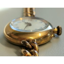 ANTICO OROLOGIO POLSO DORATO epoca 900 OLD GOLDEN POCKET WATCH braccialetto LADY