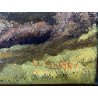 ANTICO QUADRO OLIO Omero Solaro PAESAGGIO MONTANO BAITA CORNICE SCOLPITA VOLUTE
