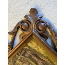 ANTICO QUADRO OLIO Omero Solaro PAESAGGIO MONTANO BAITA CORNICE SCOLPITA VOLUTE