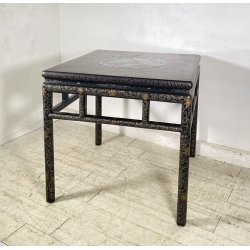 ANTICO TAVOLO CINESE 1800/1900 LEGNO DI ROSA LACCATO CLOISONNE ARTE ORIENTALE