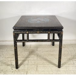 ANTICO TAVOLO CINESE 1800/1900 LEGNO DI ROSA LACCATO CLOISONNE ARTE ORIENTALE