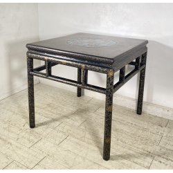 ANTICO TAVOLO CINESE 1800/1900 LEGNO DI ROSA LACCATO CLOISONNE ARTE ORIENTALE