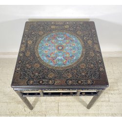 ANTICO TAVOLO CINESE 1800/1900 LEGNO DI ROSA LACCATO CLOISONNE ARTE ORIENTALE