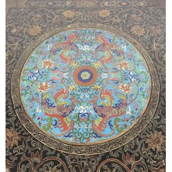 ANTICO TAVOLO CINESE 1800/1900 LEGNO DI ROSA LACCATO CLOISONNE ARTE ORIENTALE