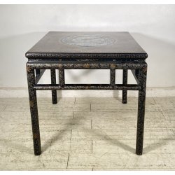 ANTICO TAVOLO CINESE 1800/1900 LEGNO DI ROSA LACCATO CLOISONNE ARTE ORIENTALE