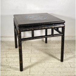 ANTICO TAVOLO CINESE 1800/1900 LEGNO DI ROSA LACCATO CLOISONNE ARTE ORIENTALE