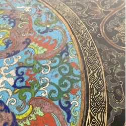 ANTICO TAVOLO CINESE 1800/1900 LEGNO DI ROSA LACCATO CLOISONNE ARTE ORIENTALE