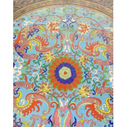 ANTICO TAVOLO CINESE 1800/1900 LEGNO DI ROSA LACCATO CLOISONNE ARTE ORIENTALE