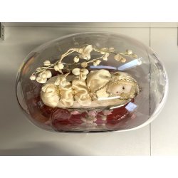 ANTICA MARIA BAMBINA in CULLA Simulacro teca CAMPANA di VETRO h 31 cm epoca '800