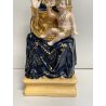 ANTICA scultura MADONNA INCORONATA con BAMBINO GESU su TRONO ceramica smaltata