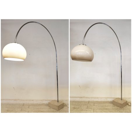 LAMPADA da TERRA ARCO anni 70 DESIGN Space Age CROMATA TRAVERTINO PLEXIGLASS