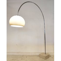 LAMPADA da TERRA ARCO anni 70 DESIGN Space Age CROMATA TRAVERTINO PLEXIGLASS