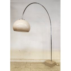 LAMPADA da TERRA ARCO anni 70 DESIGN Space Age CROMATA TRAVERTINO PLEXIGLASS
