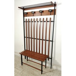 ATTACCAPANNI con PANCA anni 60 Metallo Legno APPENDIABITI VINTAGE Modernariato