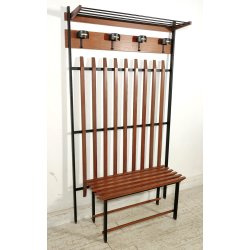 ATTACCAPANNI con PANCA anni 60 Metallo Legno APPENDIABITI VINTAGE Modernariato