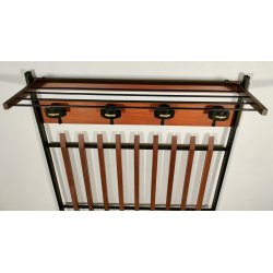 ATTACCAPANNI con PANCA anni 60 Metallo Legno APPENDIABITI VINTAGE Modernariato