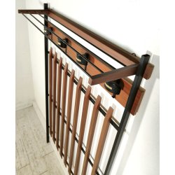 ATTACCAPANNI con PANCA anni 60 Metallo Legno APPENDIABITI VINTAGE Modernariato