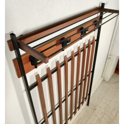 ATTACCAPANNI con PANCA anni 60 Metallo Legno APPENDIABITI VINTAGE Modernariato