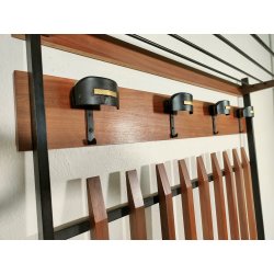 ATTACCAPANNI con PANCA anni 60 Metallo Legno APPENDIABITI VINTAGE Modernariato