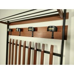 ATTACCAPANNI con PANCA anni 60 Metallo Legno APPENDIABITI VINTAGE Modernariato