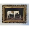 ANTICA CORNICE con STAMPA CAVALLO CANE riproduzione opera SPERLING HEINRICH