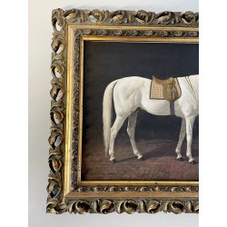 ANTICA CORNICE con STAMPA CAVALLO CANE riproduzione opera SPERLING HEINRICH