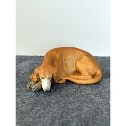 SCULTURA PORCELLANA BISQUIT firmata TRIADE cane LEVRIERO BORZOI 10 cm ceramica