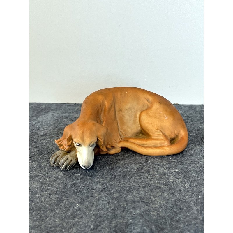 SCULTURA PORCELLANA BISQUIT firmata TRIADE cane LEVRIERO BORZOI 10 cm ceramica