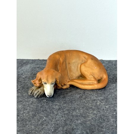 SCULTURA PORCELLANA BISQUIT firmata TRIADE cane LEVRIERO BORZOI 10 cm ceramica