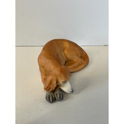 SCULTURA PORCELLANA BISQUIT firmata TRIADE cane LEVRIERO BORZOI 10 cm ceramica