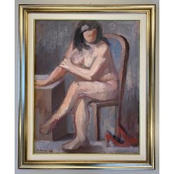 RITRATTO DIPINTO OLIO A. Rossi "Le scarpe della modella" RITRATTO NUDO FEMMINILE
