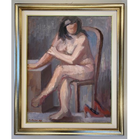 RITRATTO DIPINTO OLIO A. Rossi "Le scarpe della modella" RITRATTO NUDO FEMMINILE