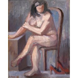 RITRATTO DIPINTO OLIO A. Rossi "Le scarpe della modella" RITRATTO NUDO FEMMINILE