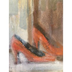 RITRATTO DIPINTO OLIO A. Rossi "Le scarpe della modella" RITRATTO NUDO FEMMINILE