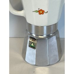 RARA CAFFETTIERA MOKA vintage ALPU ceramica ALLUMINIO 6 tazze PORCELLANA PUPPY