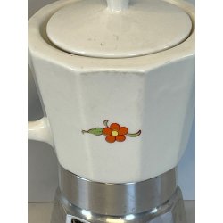 RARA CAFFETTIERA MOKA vintage ALPU ceramica ALLUMINIO 6 tazze PORCELLANA PUPPY