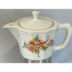 RARA CAFFETTIERA MOKA vintage ALPU ceramica ALLUMINIO 6 tazze PORCELLANA PUPPY