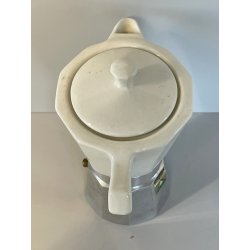 RARA CAFFETTIERA MOKA vintage ALPU ceramica ALLUMINIO 6 tazze PORCELLANA PUPPY