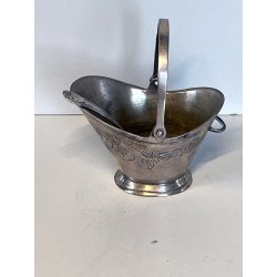 antica ZUCCHERIERA METALLO ARGENTATO a SECCHIELLO vittoriana con CUCCHIAINO