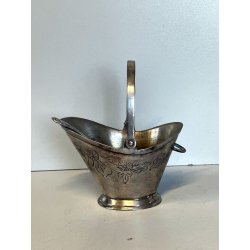 antica ZUCCHERIERA METALLO ARGENTATO a SECCHIELLO vittoriana con CUCCHIAINO