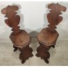 ANTICA COPPIA SEDIA SGABELLI Rinascimento EPOCA 800 Old Chair LEGNO NOCE TRONO