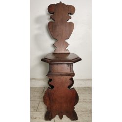 ANTICA COPPIA SEDIA SGABELLI Rinascimento EPOCA 800 Old Chair LEGNO NOCE TRONO